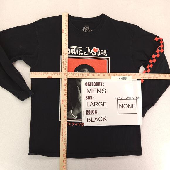 2Pac Tupac Poetic Justice Rap Long Sleeve T Shirt Mens Size Large L Black - Picture 7 of 11